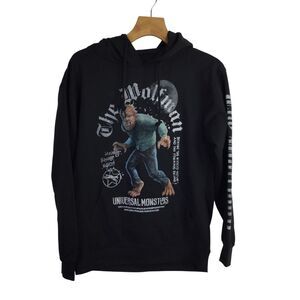 Universal Monsters Men's Wolfman Hoodie Portrait Officially Licensed Black Sz M